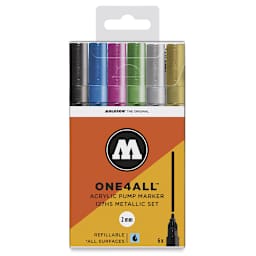 Molotow One4All Acrylic Markers - Metallic Colors, 2 mm, Set of 6