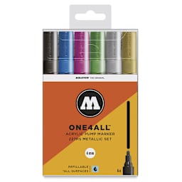 Molotow One4All Acrylic Markers - Metallic Colors, 4 mm, Set of 6