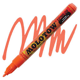 Molotow One4All Acrylic Marker - 2 mm Tip, Dare Orange, Bullet Tip marker and swatch