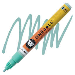 Molotow One4All Acrylic Marker - 2 mm Tip, Lago Blue Pastel, Bullet Tip marker and swatch