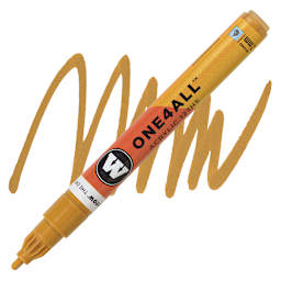 Molotow One4All Acrylic Marker - 2 mm Tip, Ochre Brown Light, Bullet Tip marker and swatch