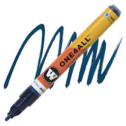 Molotow One4All Acrylic Marker - 2 mm Tip, Petrol, Bullet Tip marker and swatch