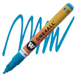 Molotow One4All Acrylic Marker - 2 mm Tip, Shock Blue Middle, Bullet Tip marker and swatch