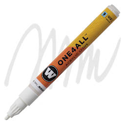 Molotow One4All Acrylic Marker - 2mm, Signal White, Bullet Tip marker and swatch