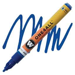 Molotow One4All Acrylic Marker - 2 mm Tip, True Blue, Bullet Tip marker and swatch