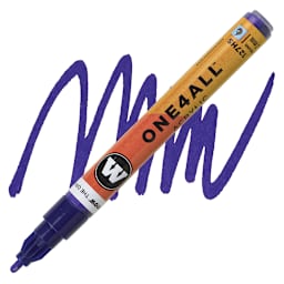 Molotow One4All Acrylic Marker - 2 mm Tip, Violet Dark, Bullet Tip marker and swatch