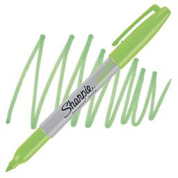 Shinhan Touch Twin Brush Marker - Neon Green marker and swatch