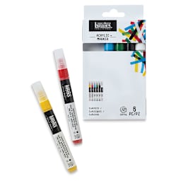 Liquitex Paint Markers - Classics, Set of 6, two markers in front of the packaging