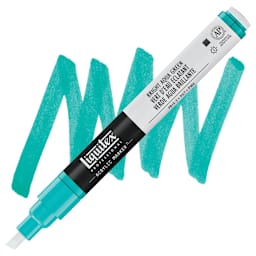 Liquitex Paint Marker - Bright Aqua Green, 2 mm Tip marker and swatch