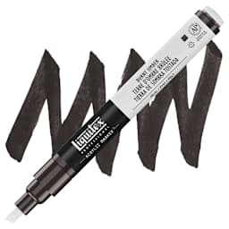 Liquitex Paint Marker - Burnt Umber, 2mm Tip marker and swatch