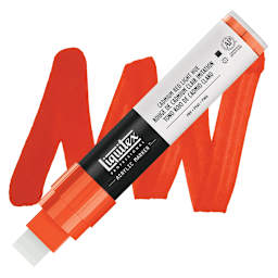 Liquitex Paint Marker - Cadmium Red Light Hue, 15mm Tip marker and swatch