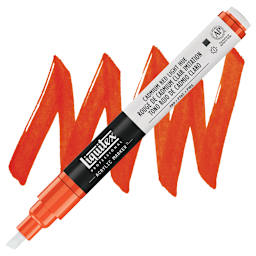 Liquitex Paint Marker - Cadmium Red Light Hue, 2mm Tip marker and swatch
