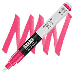 Liquitex Paint Marker - Fluorescent Pink, 2mm Tip marker and swatch