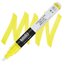 Liquitex Paint Marker - Fluorescent Yellow, 2mm Tip marker and swatch