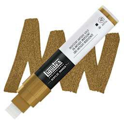 Liquitex Paint Marker - Iridescent Antique Gold, 15mm Tip marker and swatch