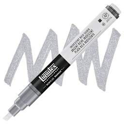 Liquitex Paint Marker - Iridescent Rich Silver, 2mm Tip marker and swatch