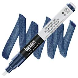Liquitex Paint Marker - Prussian Blue, 2mm Tip marker and swatch