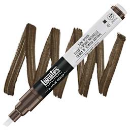 Liquitex Paint Marker - Raw Umber, 2mm Tip marker and swatch