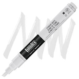 Liquitex Paint Marker - Titanium White, 2mm Tip marker and swatch
