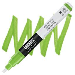 Liquitex Paint Marker - Vivid Lime Green, 2mm Tip marker and swatch