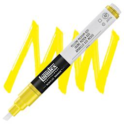 Liquitex Paint Marker - Yellow Medium Azo, 2mm Tip marker and swatch