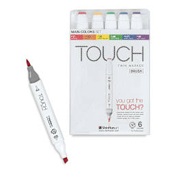 ShinHan Touch Twin Brush Markers - Main Colors, Set of 6