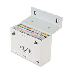 Shinhan Touch Twin Brush Markers - Assorted, Set of 48 (package open to show markers)