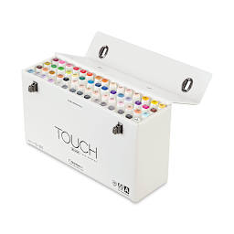 Shinhan Touch Twin Brush Markers - Set A, Set of 60 (package open to show markers)