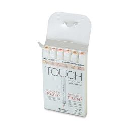 ShinHan Touch Twin Brush Markers - Skin Tones, Set of 6 (package open to show markers)