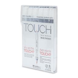 ShinHan Touch Twin Brush Markers - Greys, Set of 6