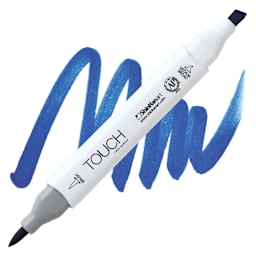 ShinHan Touch Twin Brush Marker - Brilliant Blue PB74 marker and swatch