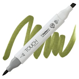 ShinHan Touch Twin Brush Marker - Bronze Green Y42 marker and swatch