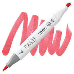 ShinHan Touch Twin Brush Marker - Coral Red R12 marker and swatch