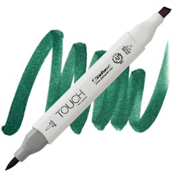 ShinHan Touch Twin Brush Marker - Dark Green BG51 marker and swatch