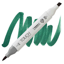 ShinHan Touch Twin Brush Marker - Deep Green BG51 marker and swatch