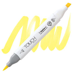 ShinHan Touch Twin Brush Marker - Fluorescent Yellow F123 marker and swatch