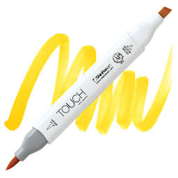 ShinHan Touch Twin Brush Marker - Golden Yellow Y222 marker and swatch
