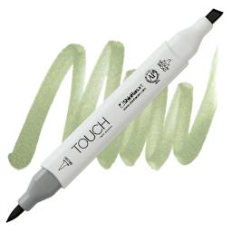 ShinHan Touch Twin Brush Marker - Greyish Olive Green marker and swatch