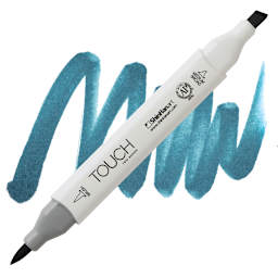 ShinHan Touch Twin Brush Marker - Marine Blue B62 marker and swatch