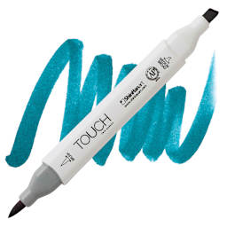 ShinHan Touch Twin Brush Marker - Peacock Green BG61 marker and swatch