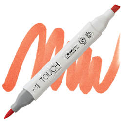 ShinHan Touch Twin Brush Marker - Tiger Lily YR211 marker and swatch