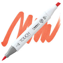 ShinHan Touch Twin Brush Marker - Vermilion R14 marker and swatch