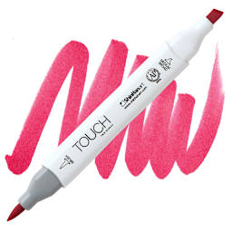ShinHan Touch Twin Brush Marker - Vivid Red R4 marker and swatch