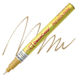 DecoColor Premium Paint Marker - Gold, Bullet Tip, 1 mm marker and swatch