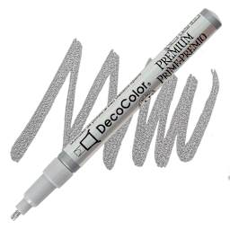 DecoColor Premium Paint Marker - Silver, Leafing Tip, 2 mm marker and swatch