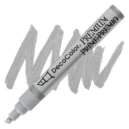 DecoColor Premium Paint Marker - Silver, Chisel Tip, 5 mm marker and swatch