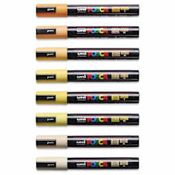 Posca Paint Markers - Set of 8, Yellow Shade Colors, Medium Bullet Tip, cap on
