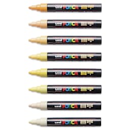 Posca Paint Markers - Set of 8, Yellow Shade Colors, Medium Bullet Tip, cap off