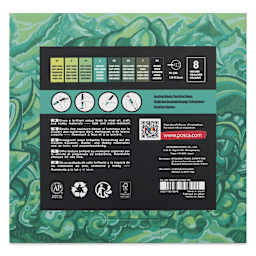 Posca Paint Markers - Set of 8, Green Shade Colors, Medium Bullet Tip, back of the packaging