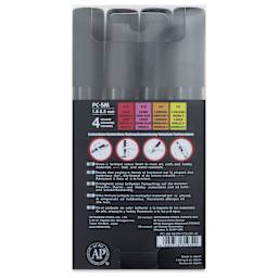 Posca Paint Markers - Set of 4, Neon Colors, Medium Bullet Tip, back of packaging